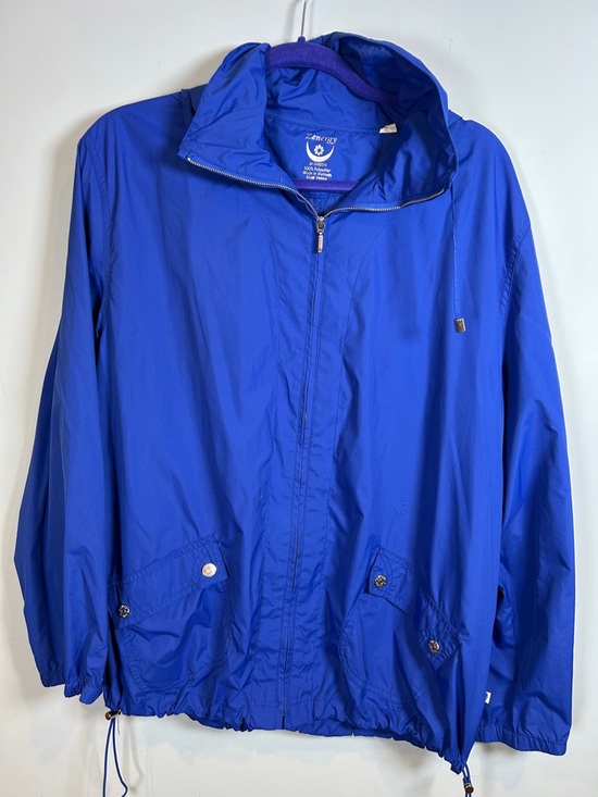 Zenergy by Chico's Jackets & Blazers - Chicos Royal Blue‎ Hooded Utility Jacket Womens Casual Lightweight Style